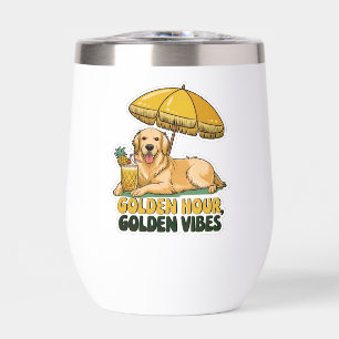 Pegatina de Dog Beach Golden Retriever con Pina