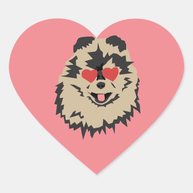 Pegatina de Dog Pomeranian Valentine Heart Square (Anverso)