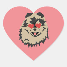 Pegatina de Dog Pomeranian Valentine Heart Square