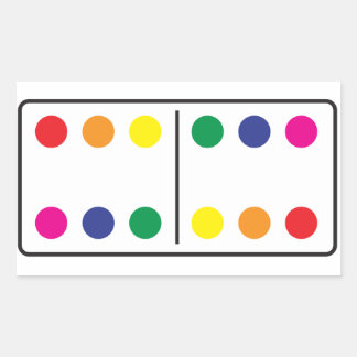 Pegatina de Domino con arcoiris doble