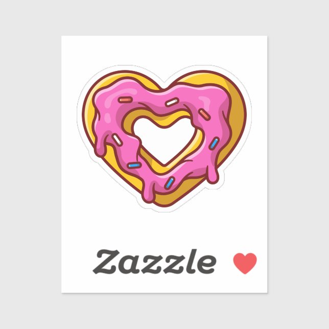 Pegatina de donut de amor lindo (Hoja)