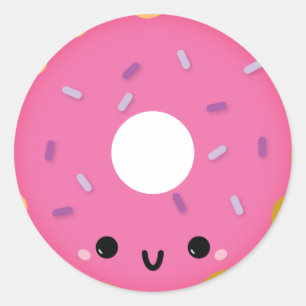 Pegatina de donut rosado