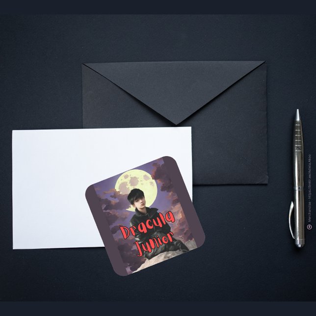 Pegatina de Dracula Junior (DJ Sticker / Envelope Seal designed by Poet Adiela Akoo. Browse my store for great gift ideas & more)