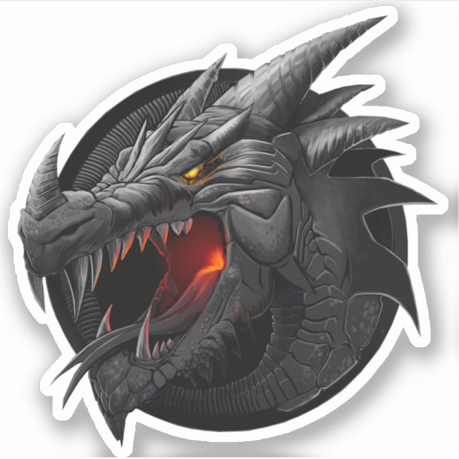 Pegatina de Dragón Negro (Anverso)