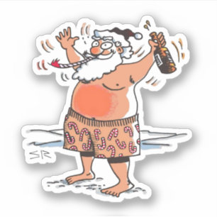 Pegatina de Drunk Santa contour