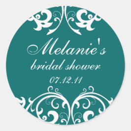 Pegatina de ducha de novia verde azulada y blanca 