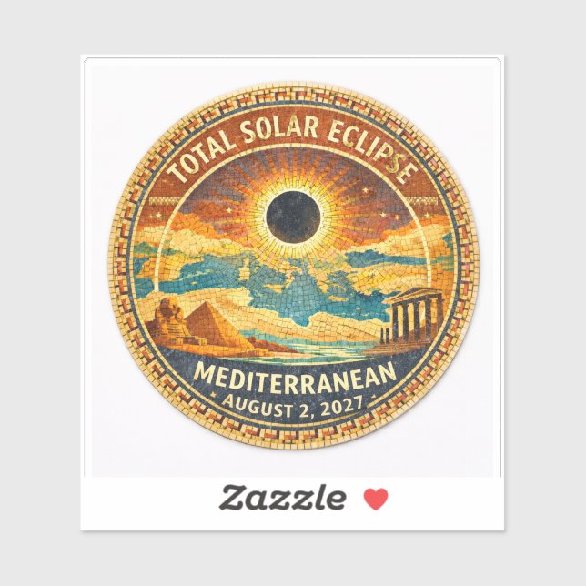 Pegatina de eclipse total de sol Mosaic 2027 (Hoja)