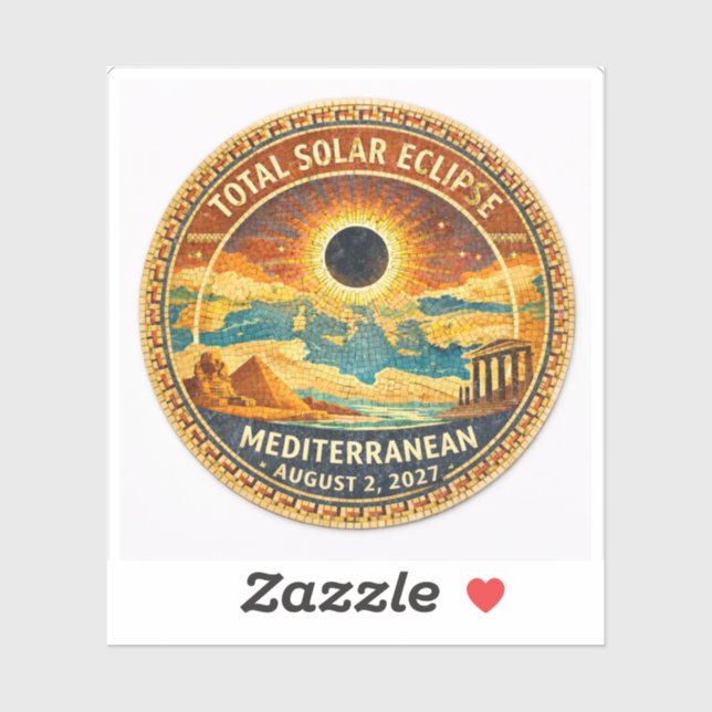 Pegatina de Eclipse Total de Sol Mosaico 2027 (Hoja)