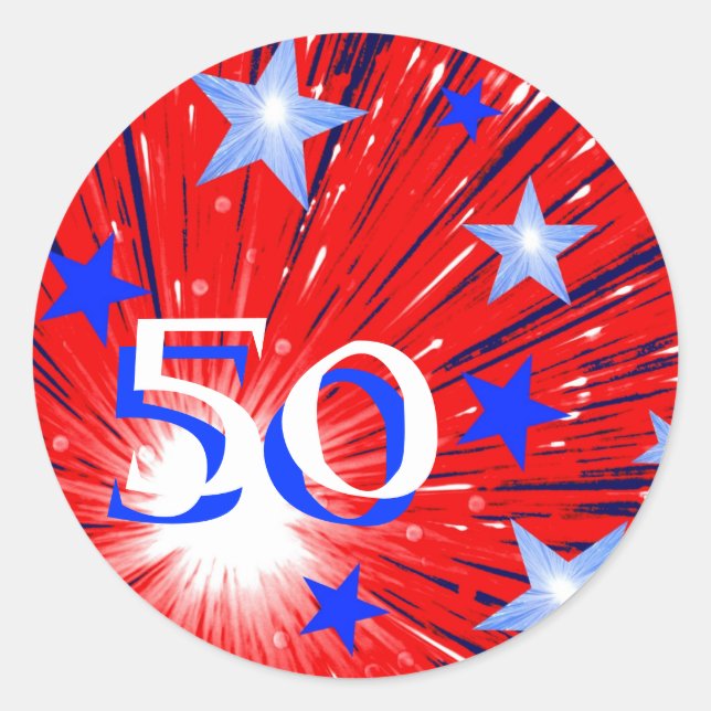 Pegatina de 'Edad' azul blanco rojo de fuegos arti (Anverso)