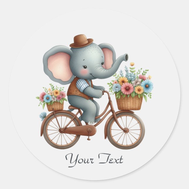 Pegatina de elefante de bicicleta floral (Anverso)