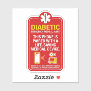 Pegatina de emergencia médica para diabetes teléfo