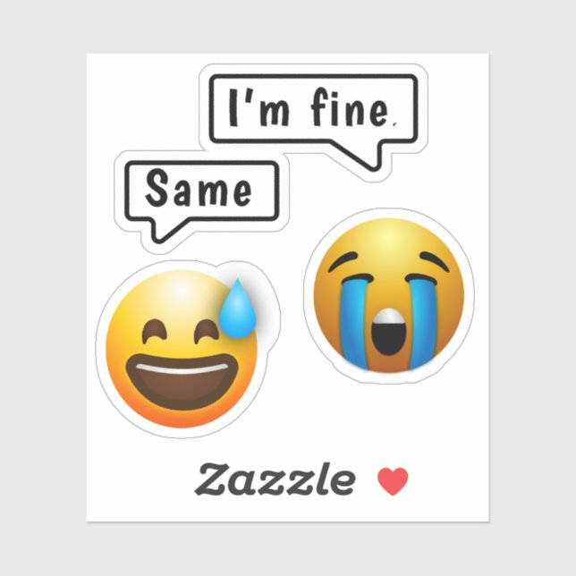 Pegatina de Emoji Cute Smiley Face (Hoja)