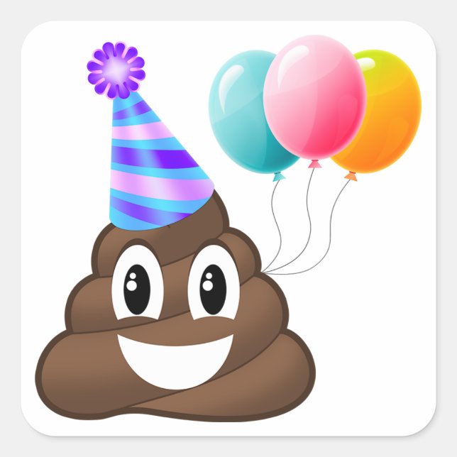 Pegatina de Emoji de poop del partido de cumpleaño (Anverso)
