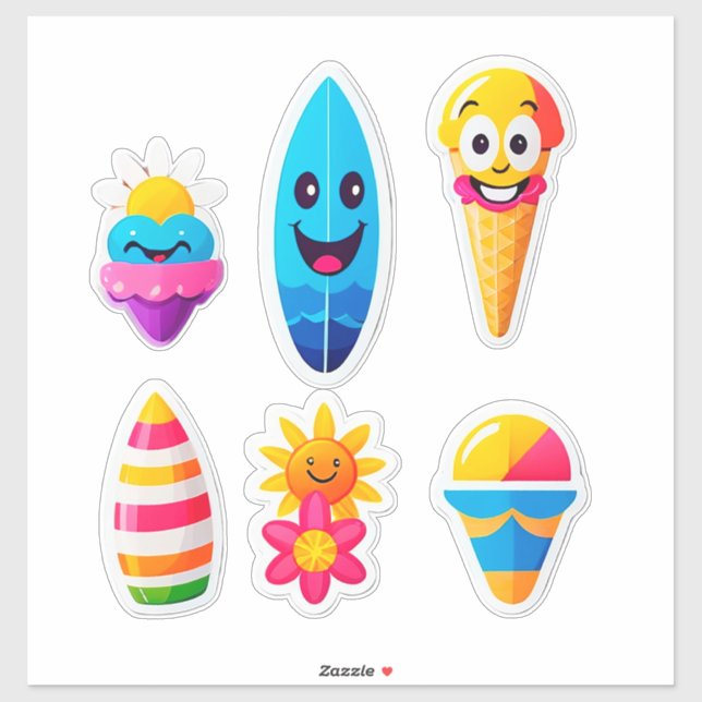 Pegatina de Emoji de Verano Colorido (Hoja)
