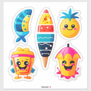 Pegatina de Emoji de Verano Colorido