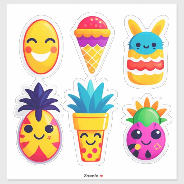 Pegatina de Emoji de Verano Colorido (Hoja)