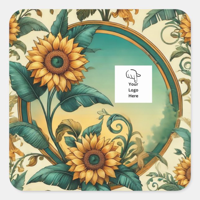 Pegatina de empaque del logotipo de los girasoles  (Anverso)