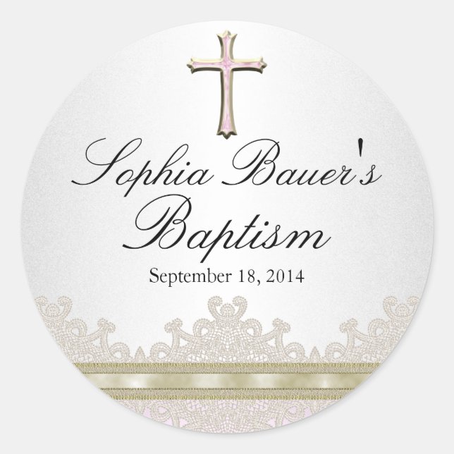 Pegatina de encaje y bautismo cruzado (Anverso)