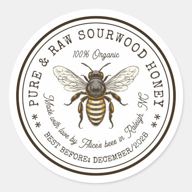 Pegatina de enlatado de miel de madera de madera d (Anverso)