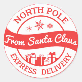 Pegatina de entrega del Polo Norte rojo y blanco