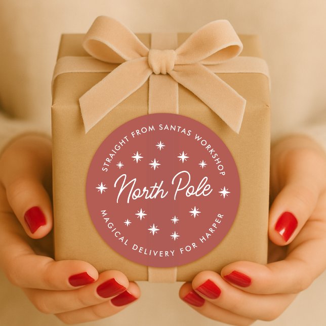 Pegatina de entrega del Polo Norte | Sello de rega (Santa's workshop special delivery gift sticker seal - magical delivery from the North Pole!)