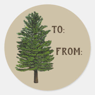 Pegatina de envolvimiento de regalo de árbol de pi
