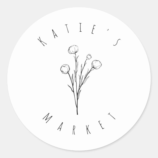 Pegatina de esbozo mínimo de floral (Anverso)