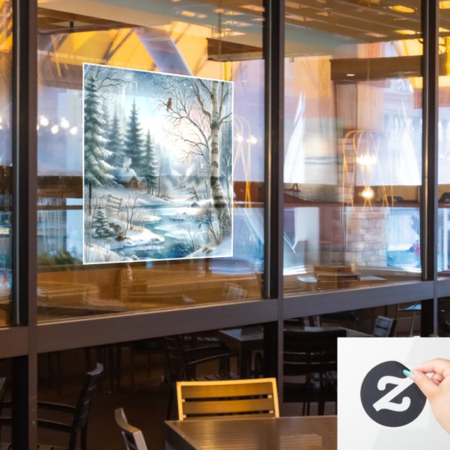 Pegatina de escena invernal para ventana (ventana del restaurante)