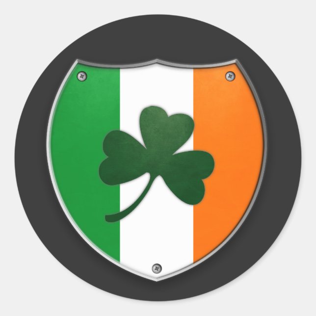Pegatina de Escudo Shamrock de Irlanda (Anverso)
