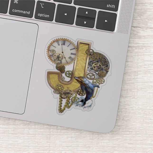 Pegatina de escultura J de Steampunk Capital (Detalle)