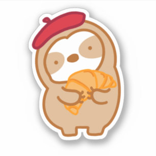 Pegatina de esloth de croissant de Cute Parisian