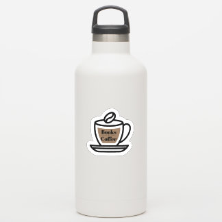 Pegatina de esquema de libros y café