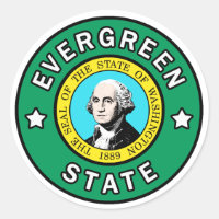 Pegatina de estado de Washington Evergreen