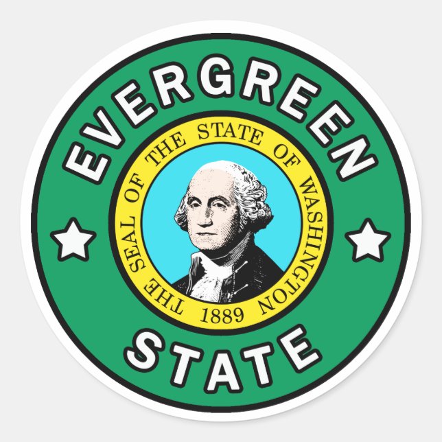 Pegatina de estado de Washington Evergreen (Anverso)
