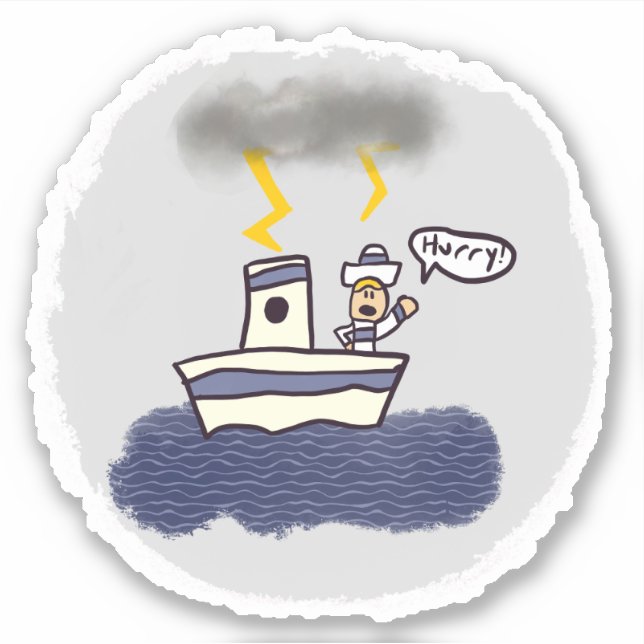 Pegatina de estilo de libro de historietas de Sail (Anverso)