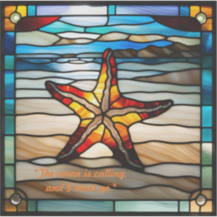 Pegatina de Estrella de Mar de Vidrio Pintado Fals