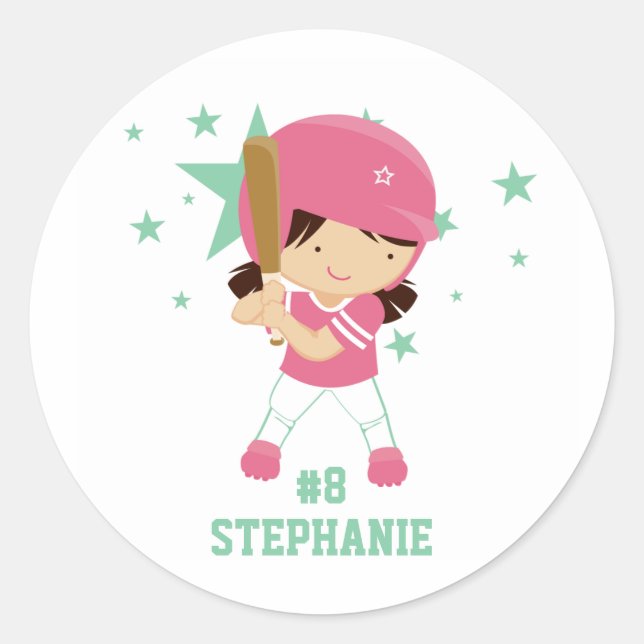 Pegatina de estrellas y jugador de softball person (Anverso)