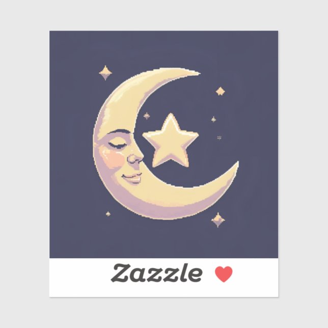 Pegatina de estrellas y Luna brillante (Hoja)