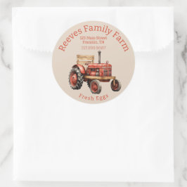 Pegatina de etiqueta de huevo de Rustic Tractor Ho