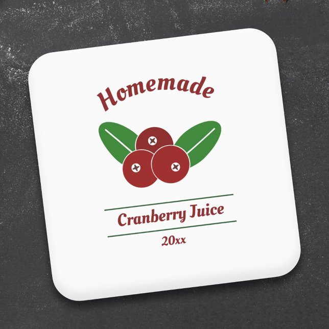 Pegatina de etiqueta de jugo de fresa editable (Cranberry Juice Label Sticker)