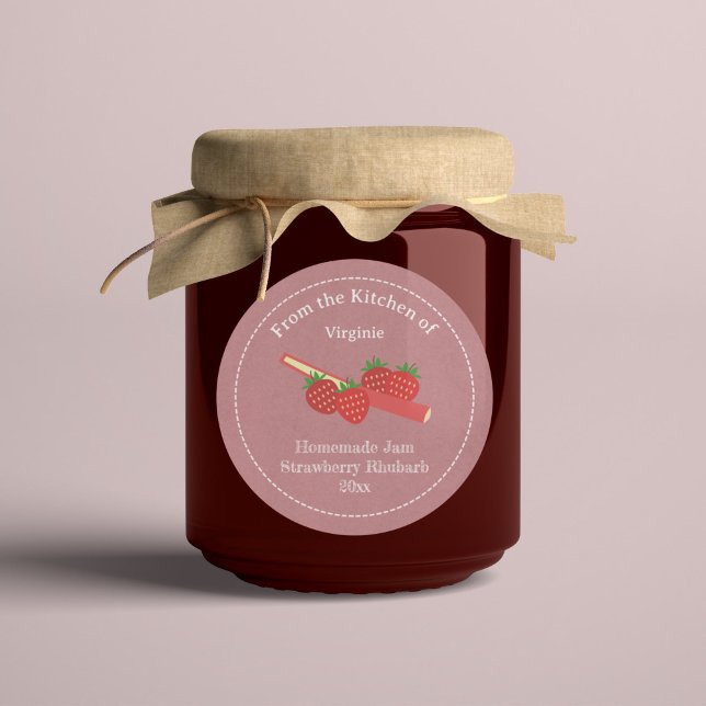 Pegatina de etiqueta de mermelada de fresa ruidosa (Rustic Strawberry Rhubarb Jam Label Sticker)