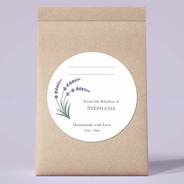 Pegatina de etiqueta Lavanda Casera con Amor (Lavender Homemade with Love Label Sticker)