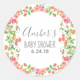 Pegatina de etiquetas Baby Shower Favor Berry Flor