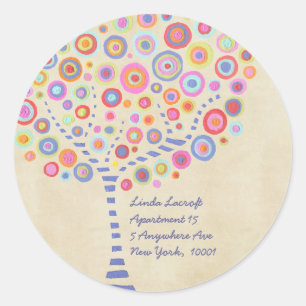 Pegatina de etiquetas de árbol retro de candelabro