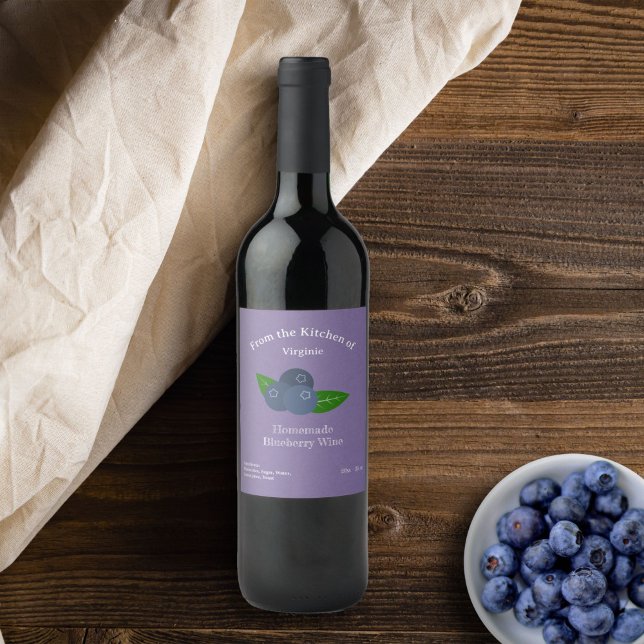 Pegatina de etiquetas de botellas de vino de aránd (Kraft & Rustic Blueberry Wine Bottle Label Sticker)