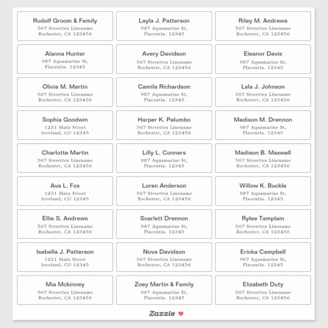 pegatina de etiquetas de dirección de invitado de  (Hoja)