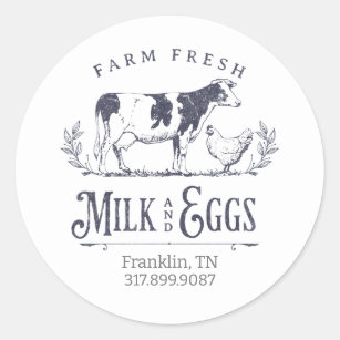Pegatina de etiquetas de Ilustracion de vaca leche