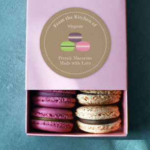 Pegatina de etiquetas de kraf y macarrones frances