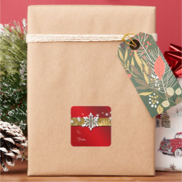 Pegatina de etiquetas de Navidades rojos y dorados