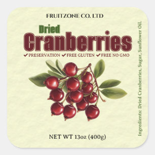Pegatina de etiquetas de producto Cranberries seca